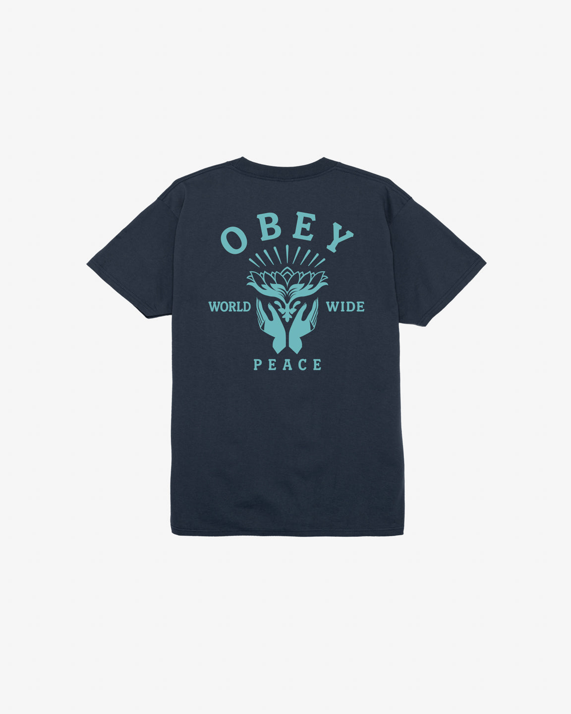 obey lotus with hands classic t shirt navy