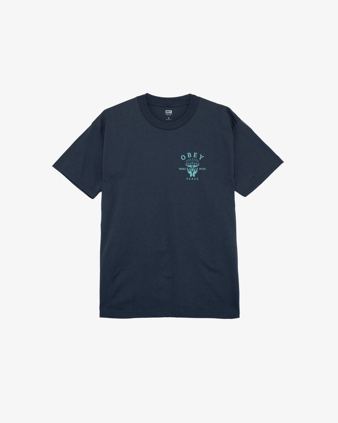 obey lotus with hands classic t shirt navy