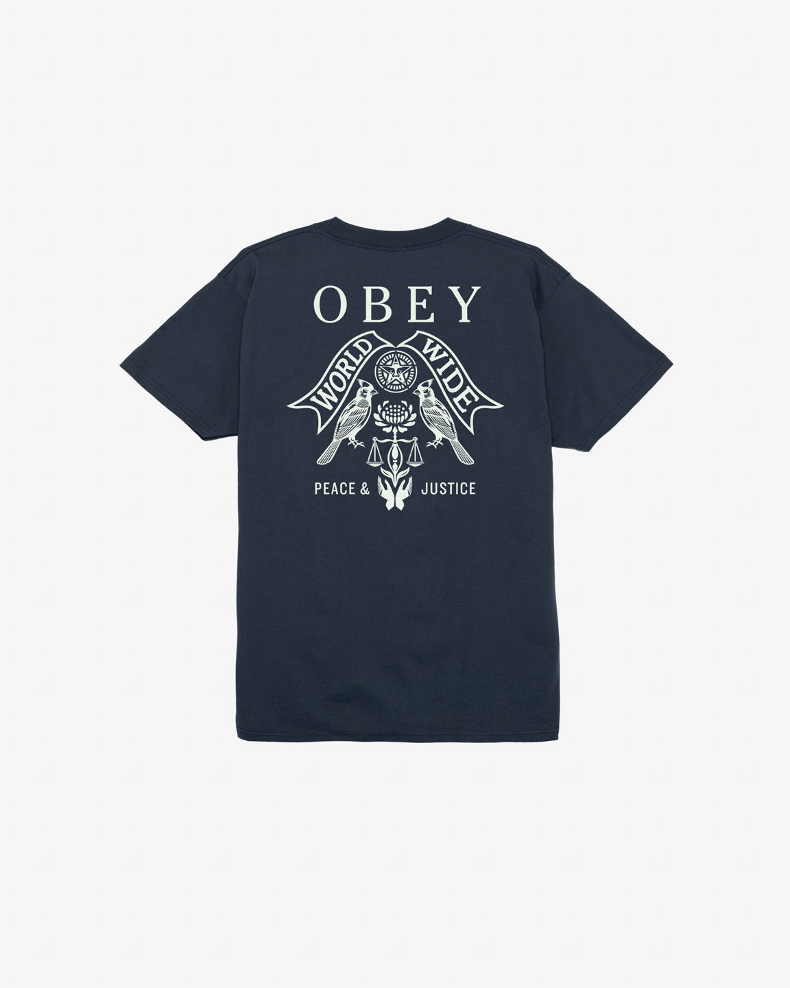 obey birds of justice classic t shirt navy