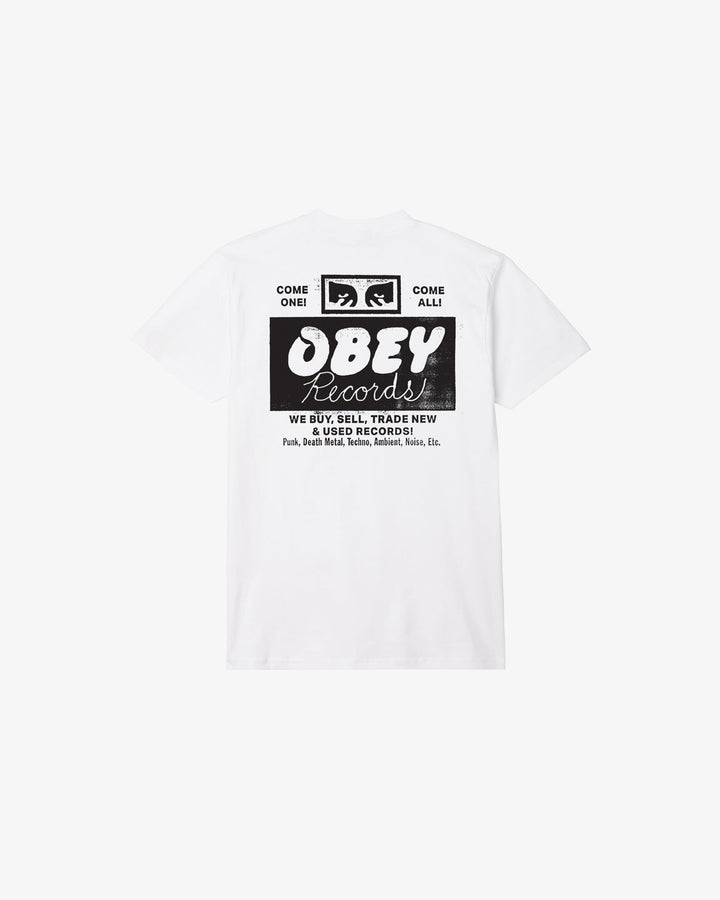 OBEY RECORDS BUY, SELL, TRADE CLASSIC T-SHIRT WHITE