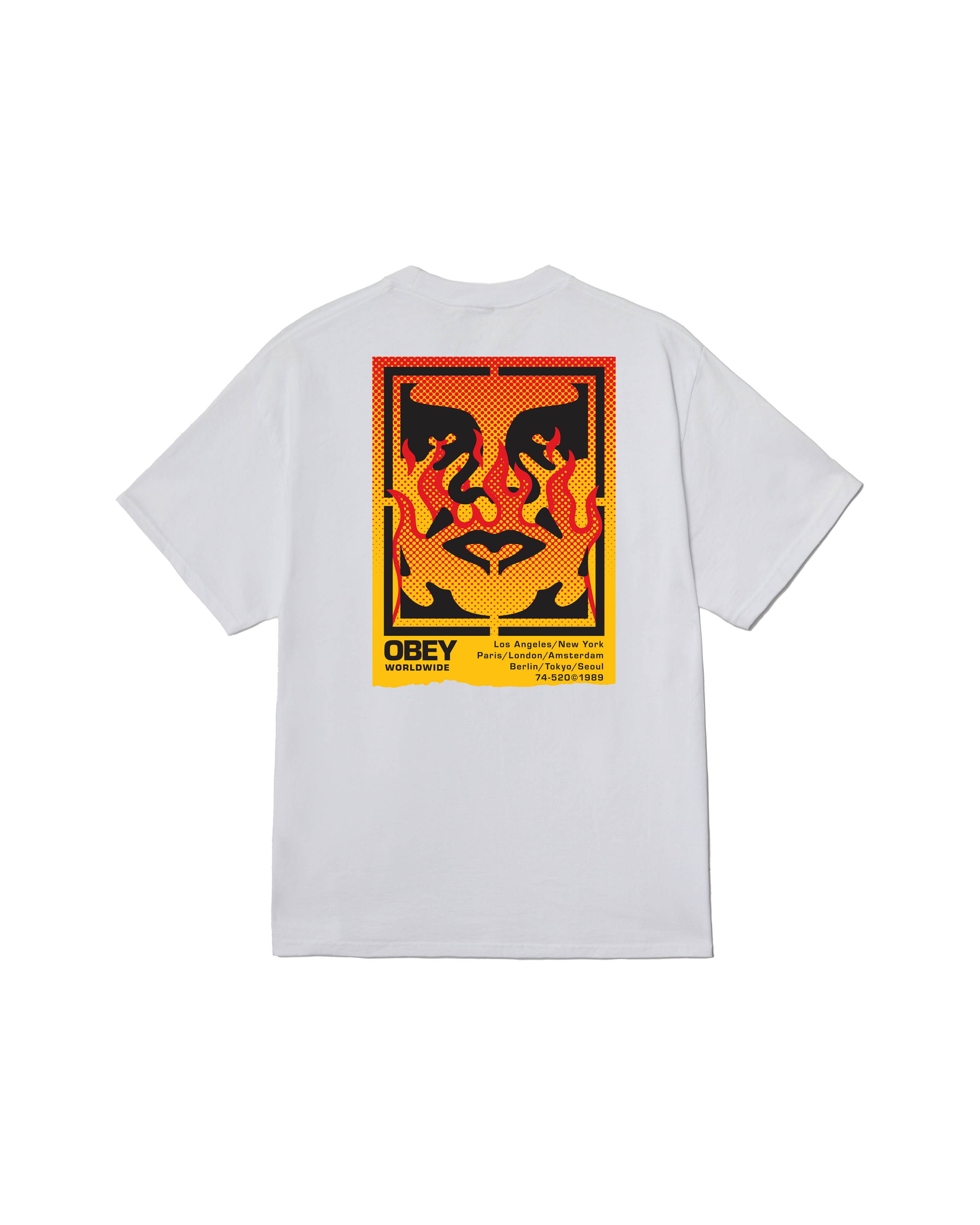 obey icon stencil flame classic t shirt white