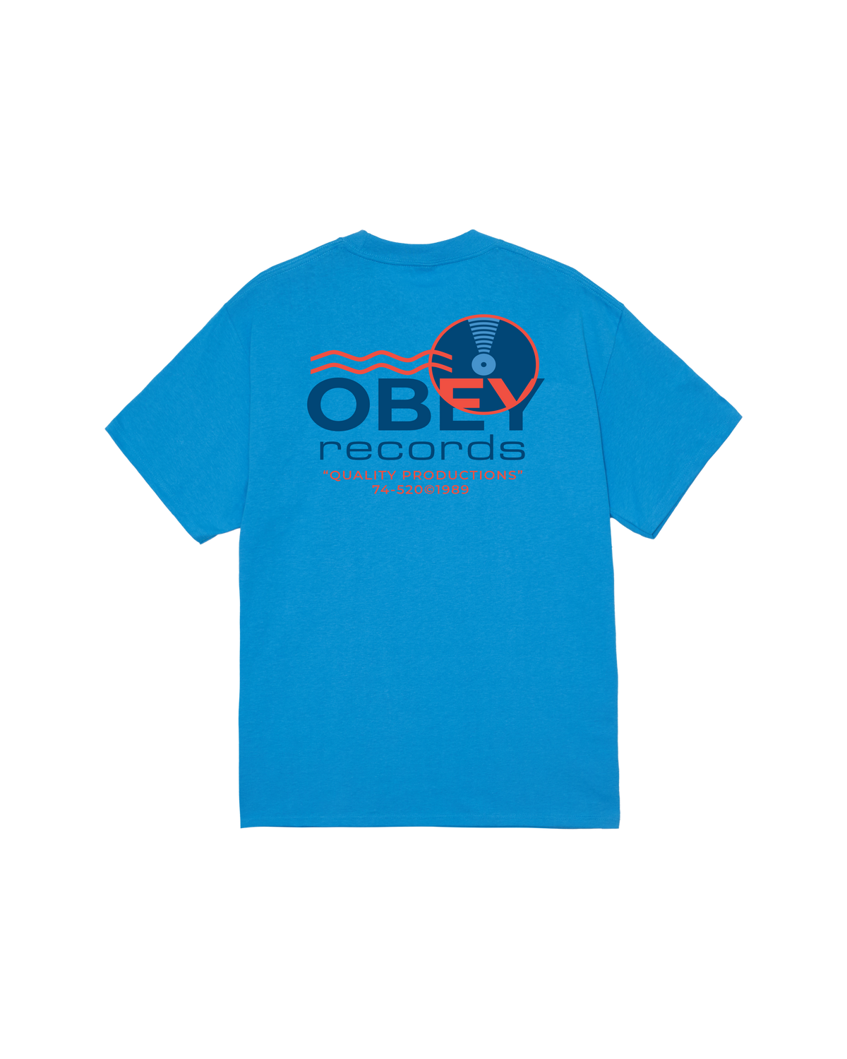 obey records sound waves classic t shirt azure blue