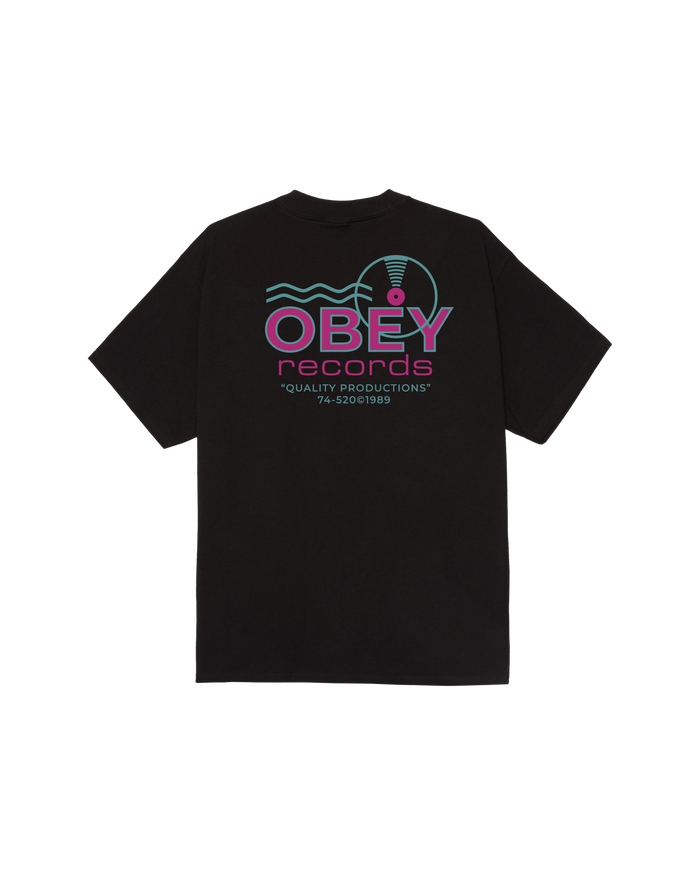 obey records sound waves classic t shirt black