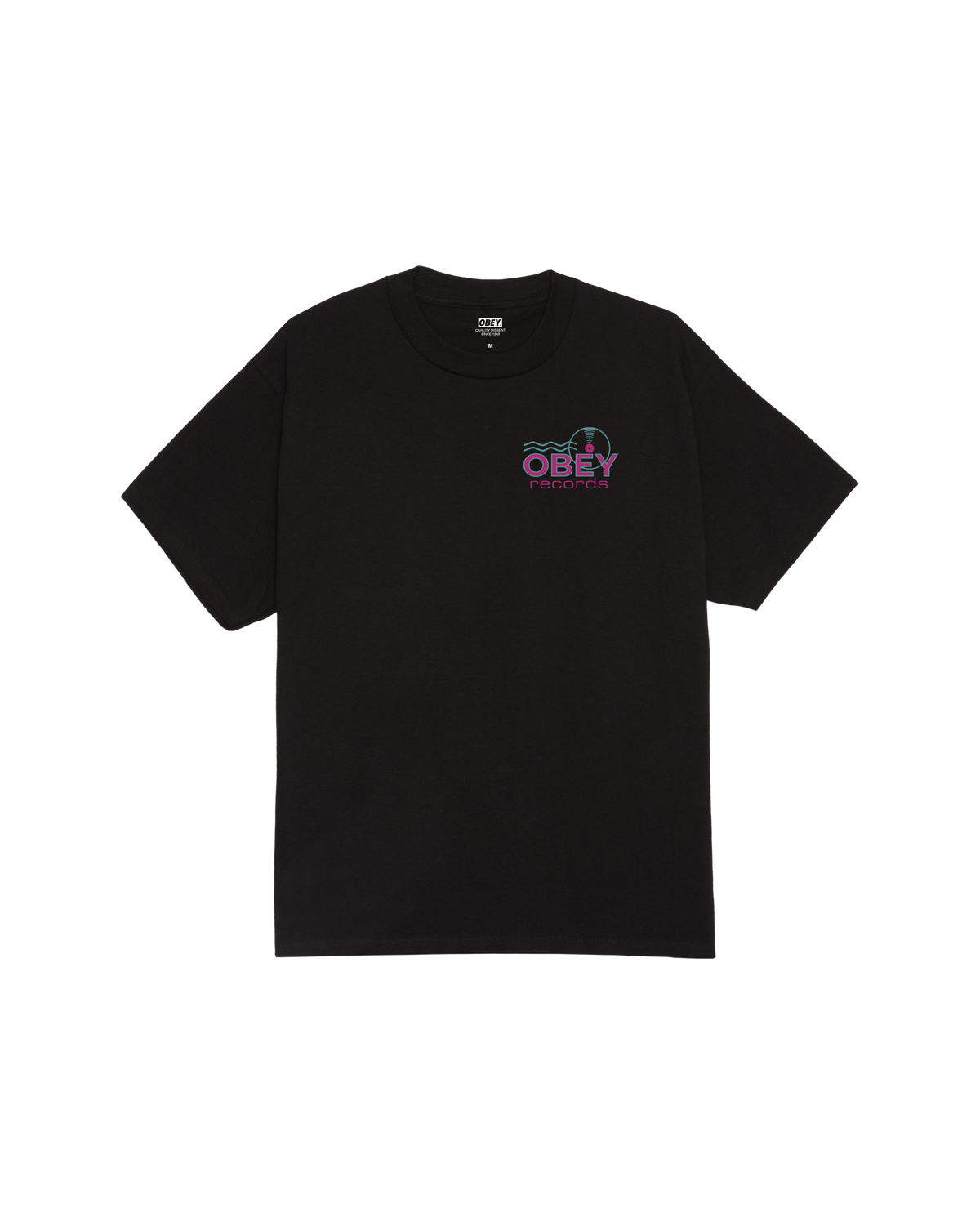 obey records sound waves classic t shirt black