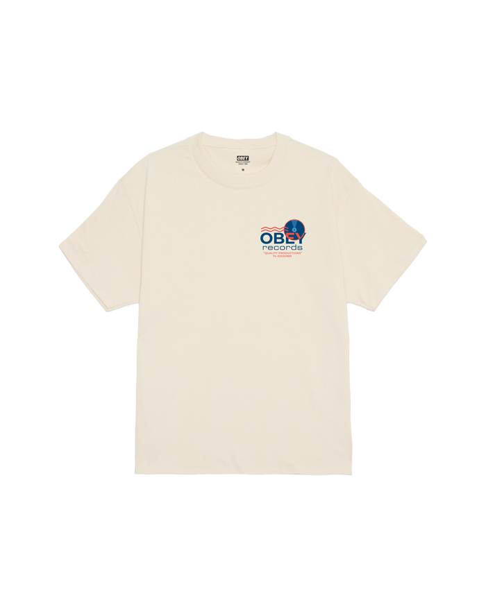 obey records sound waves classic t shirt cream