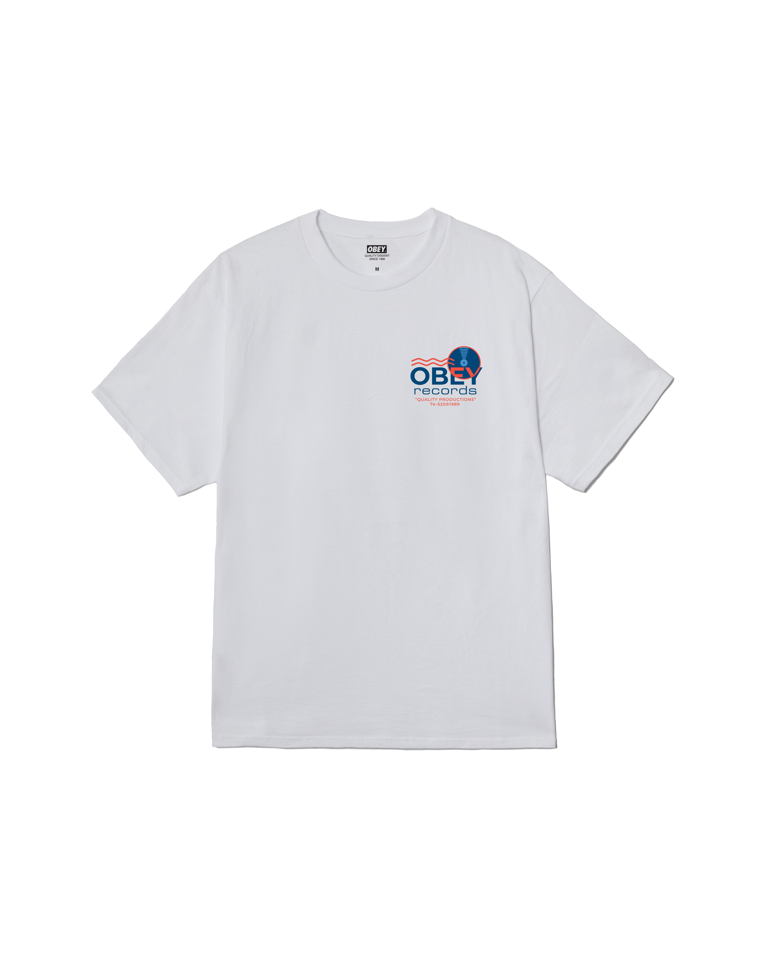 obey records sound waves classic t shirt white