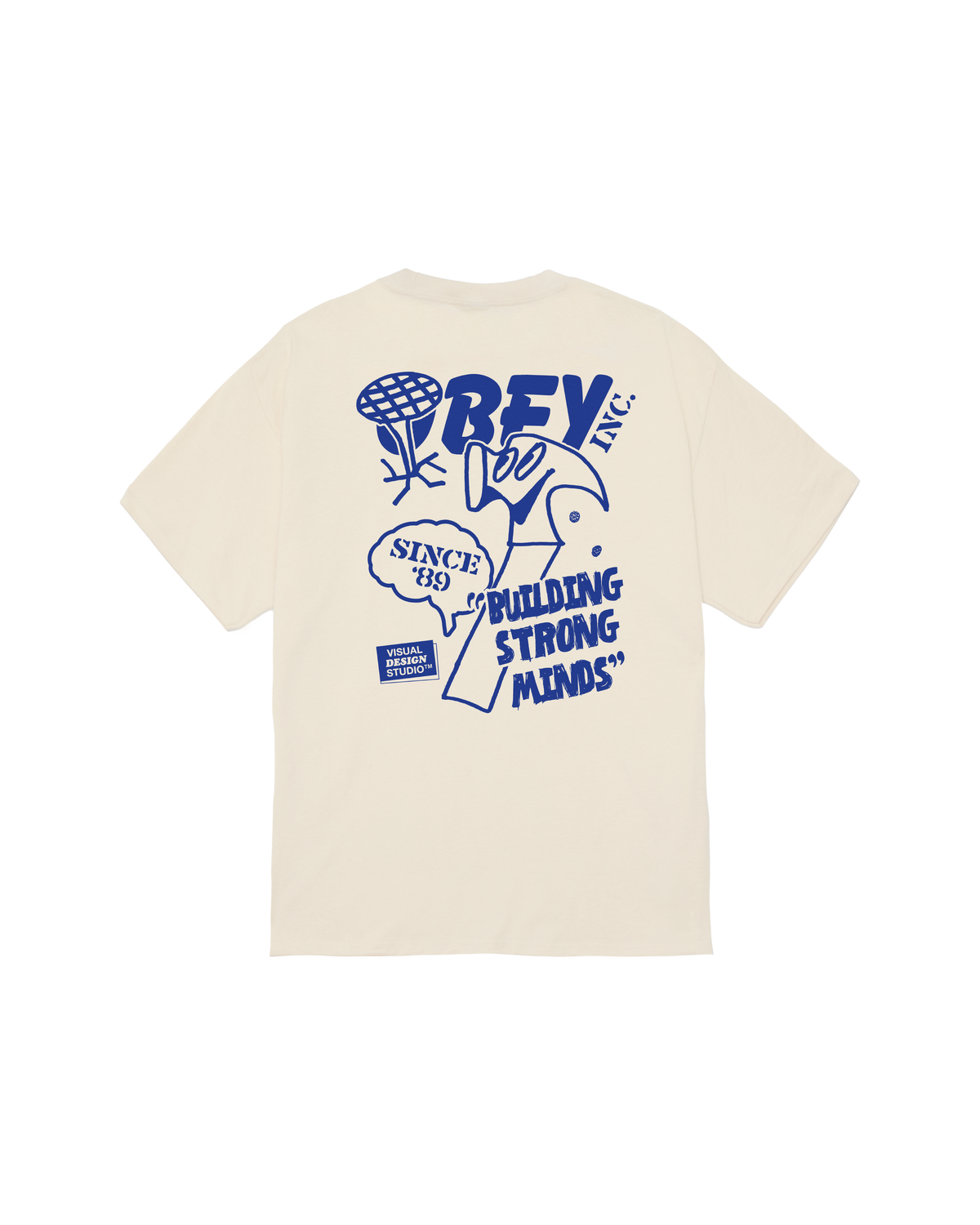 obey building strong minds classic t shirt cream