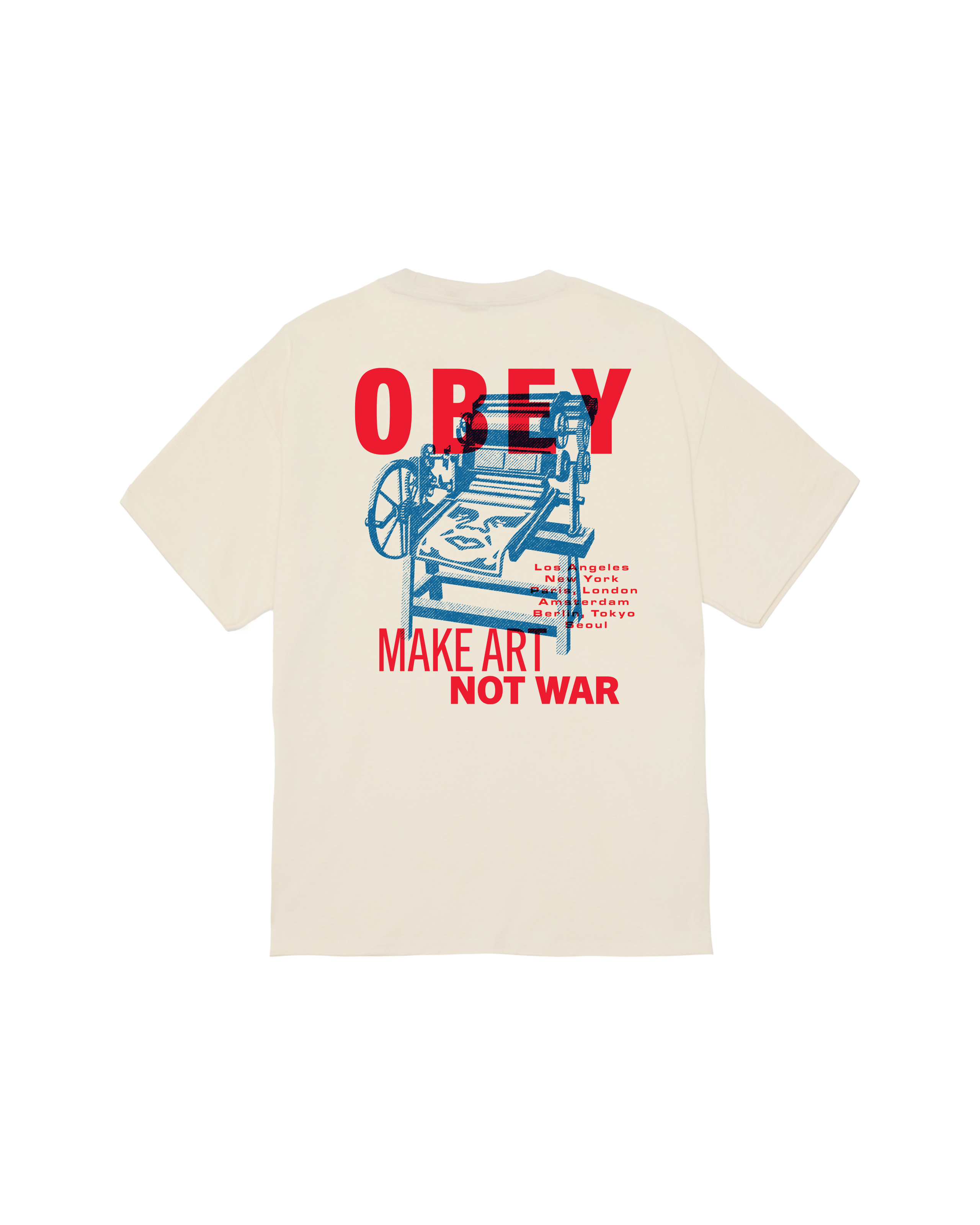 obey printing press make art classic t shirt cream