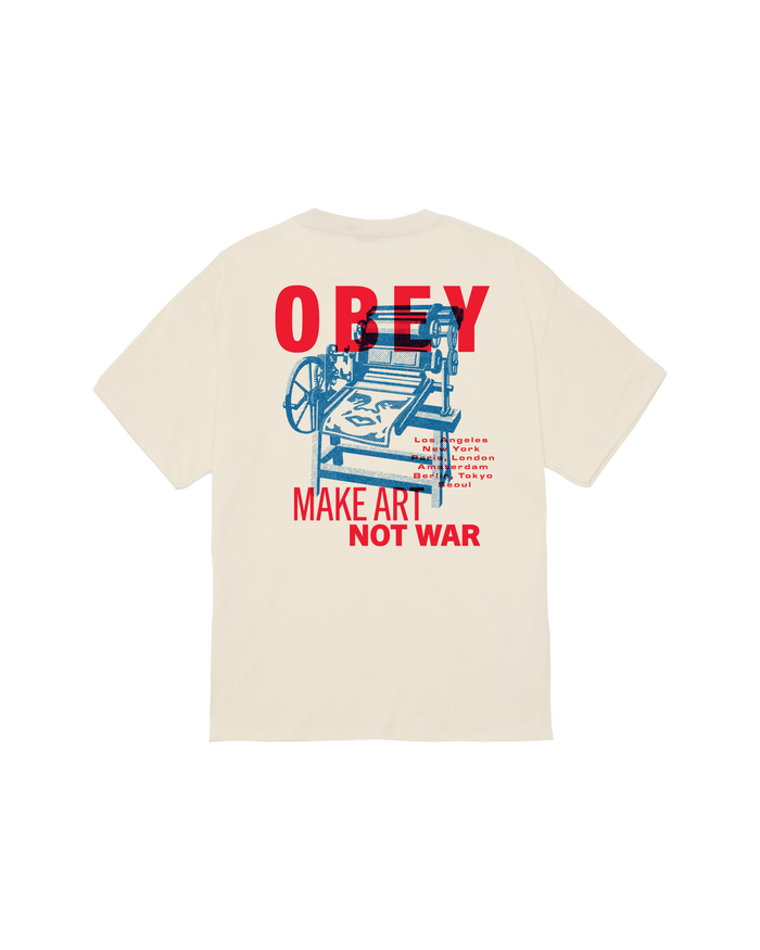 obey printing press make art classic t shirt cream