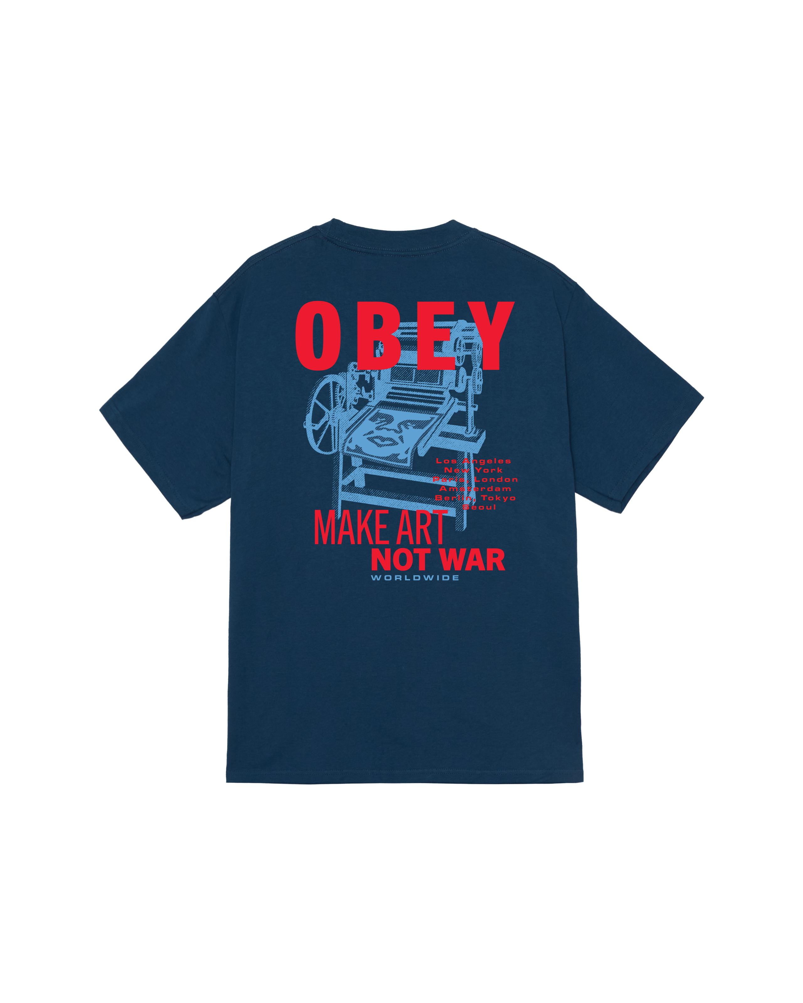 obey printing press make art classic t shirt harbor blue