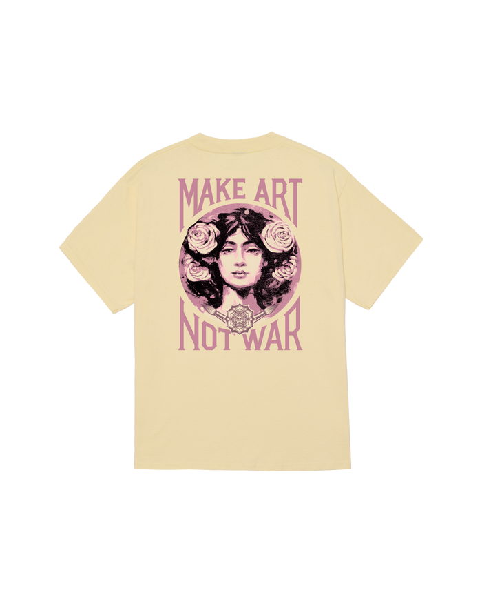 obey make art not war classic t shirt pale yellow