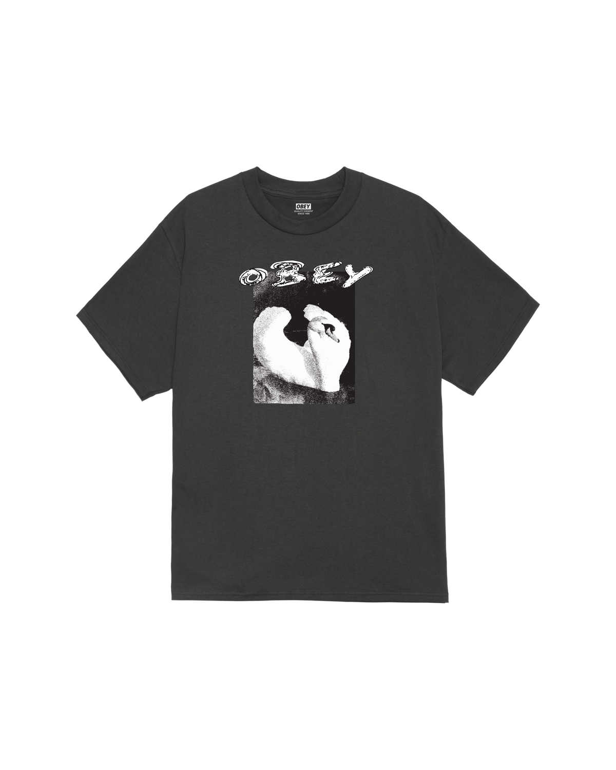 obey swan classic t shirt vintage black