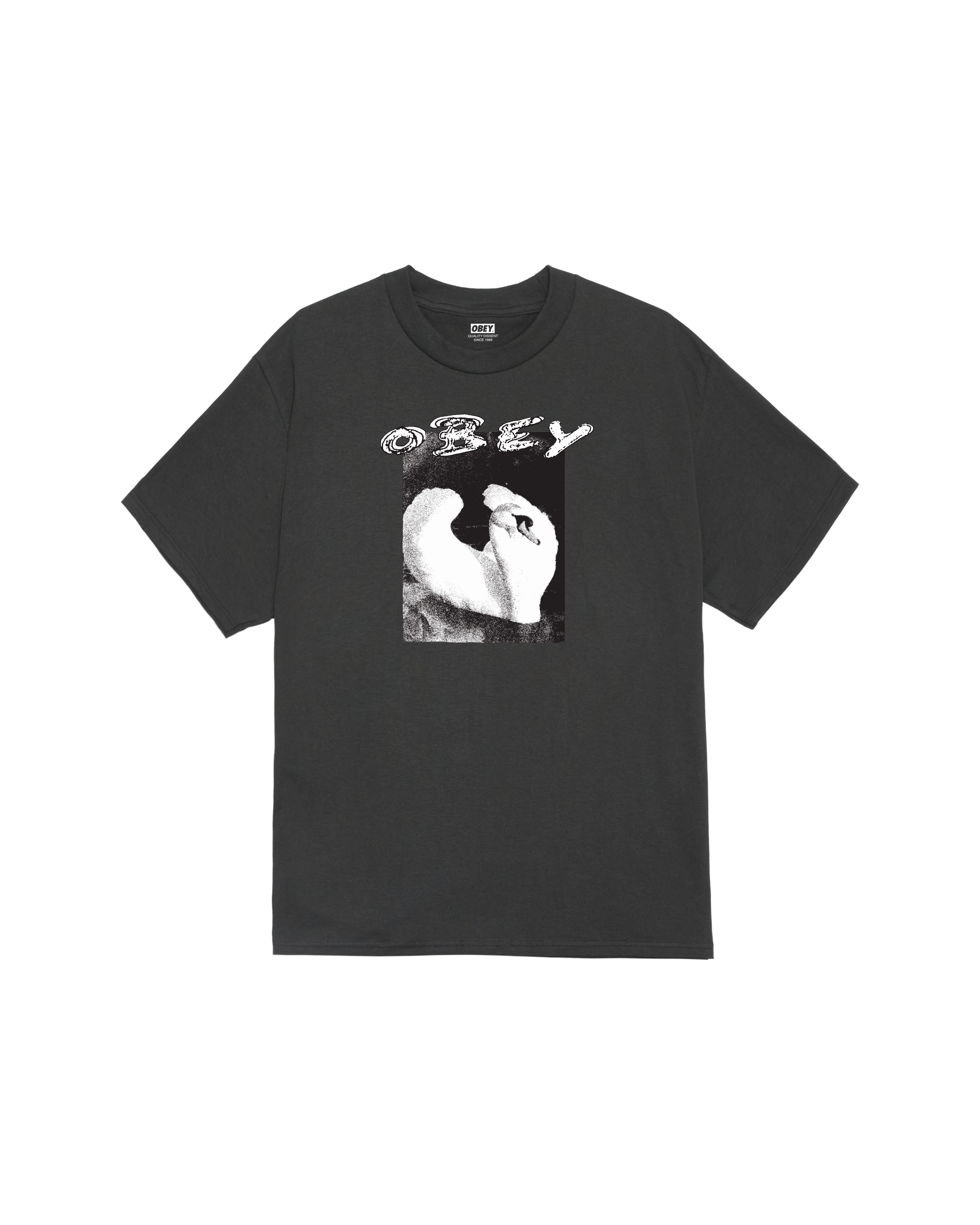obey swan classic t shirt vintage black