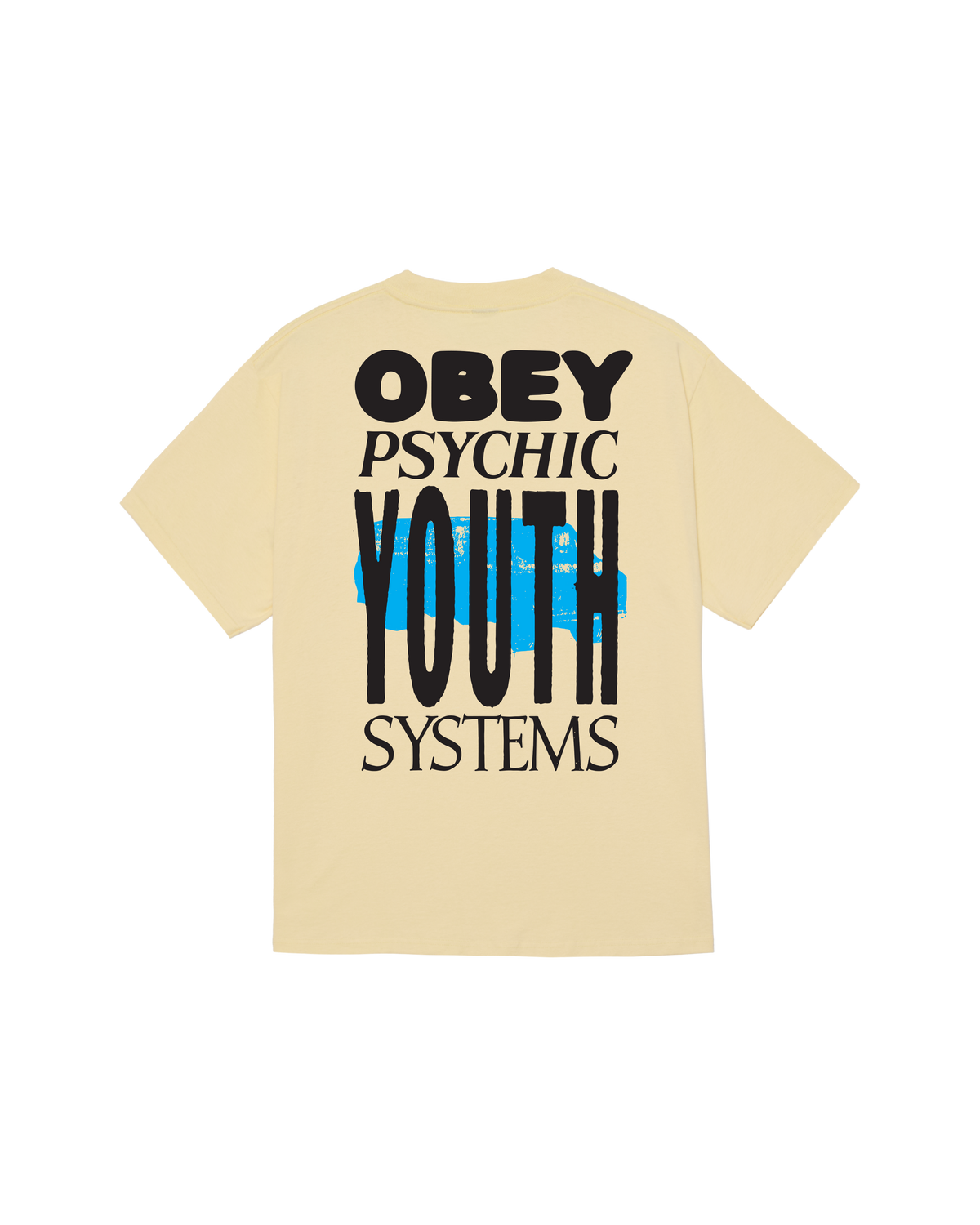 obey psychic youth systems classic t shirt pale yellow