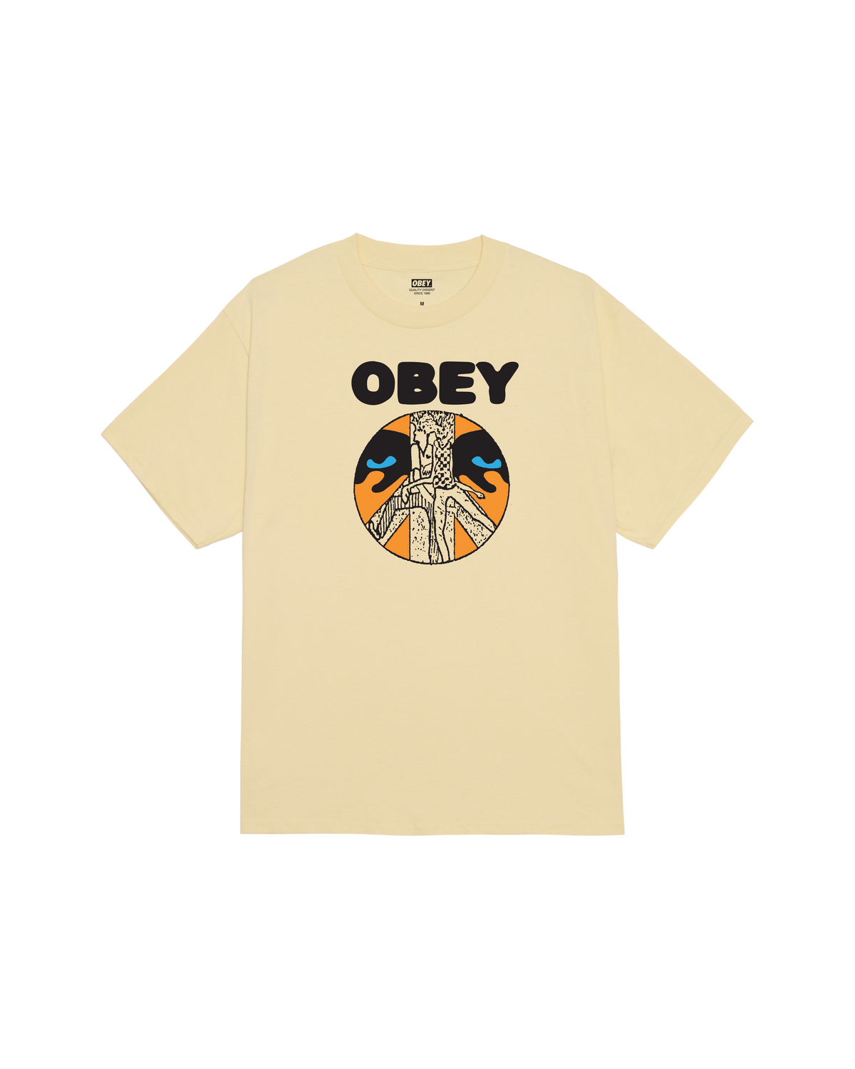 obey psychic youth systems classic t shirt pale yellow