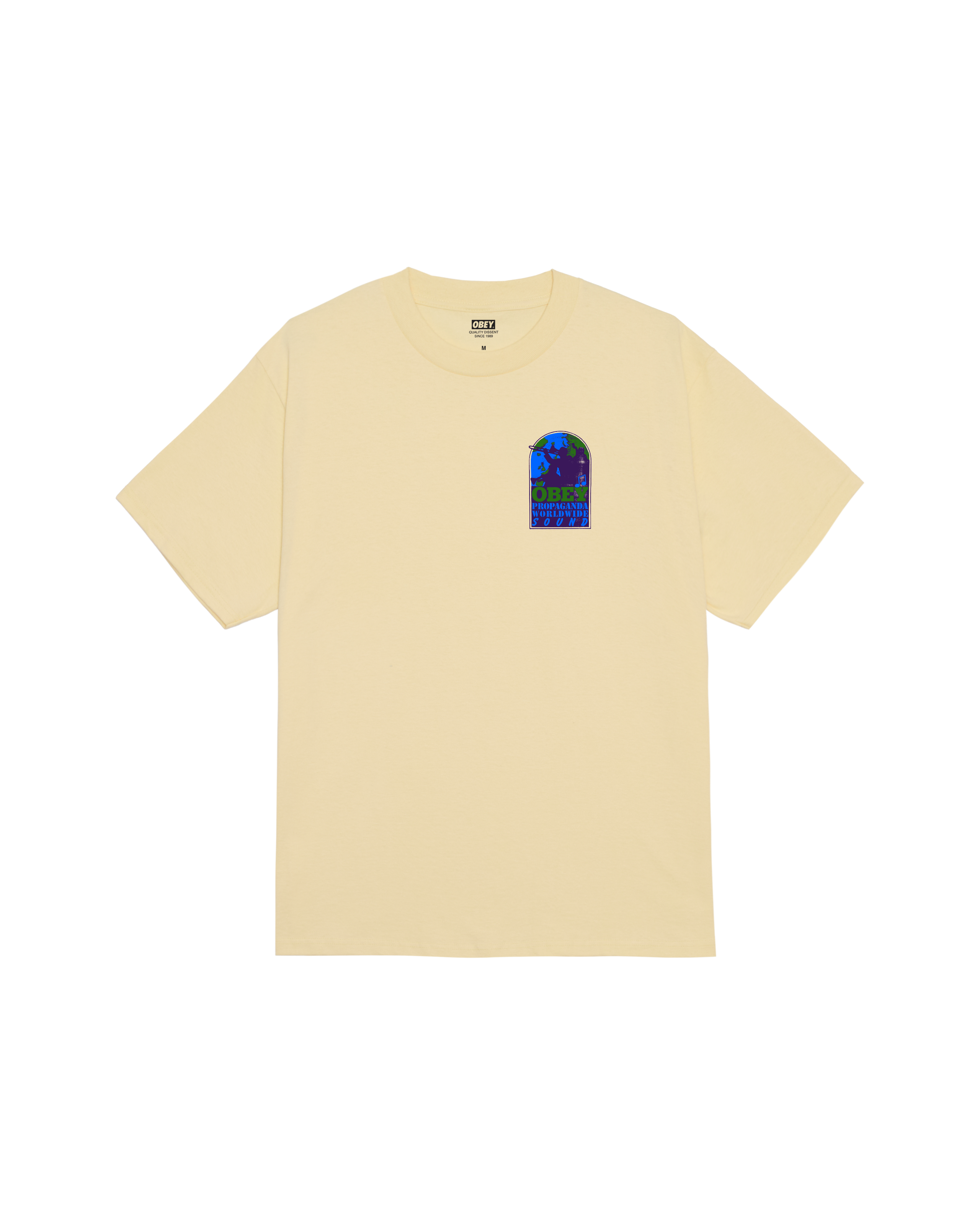 obey worldwide sound classic t shirt pale yellow