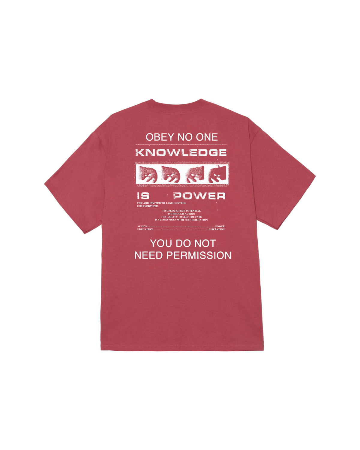 obey permission classic t shirt mineral red