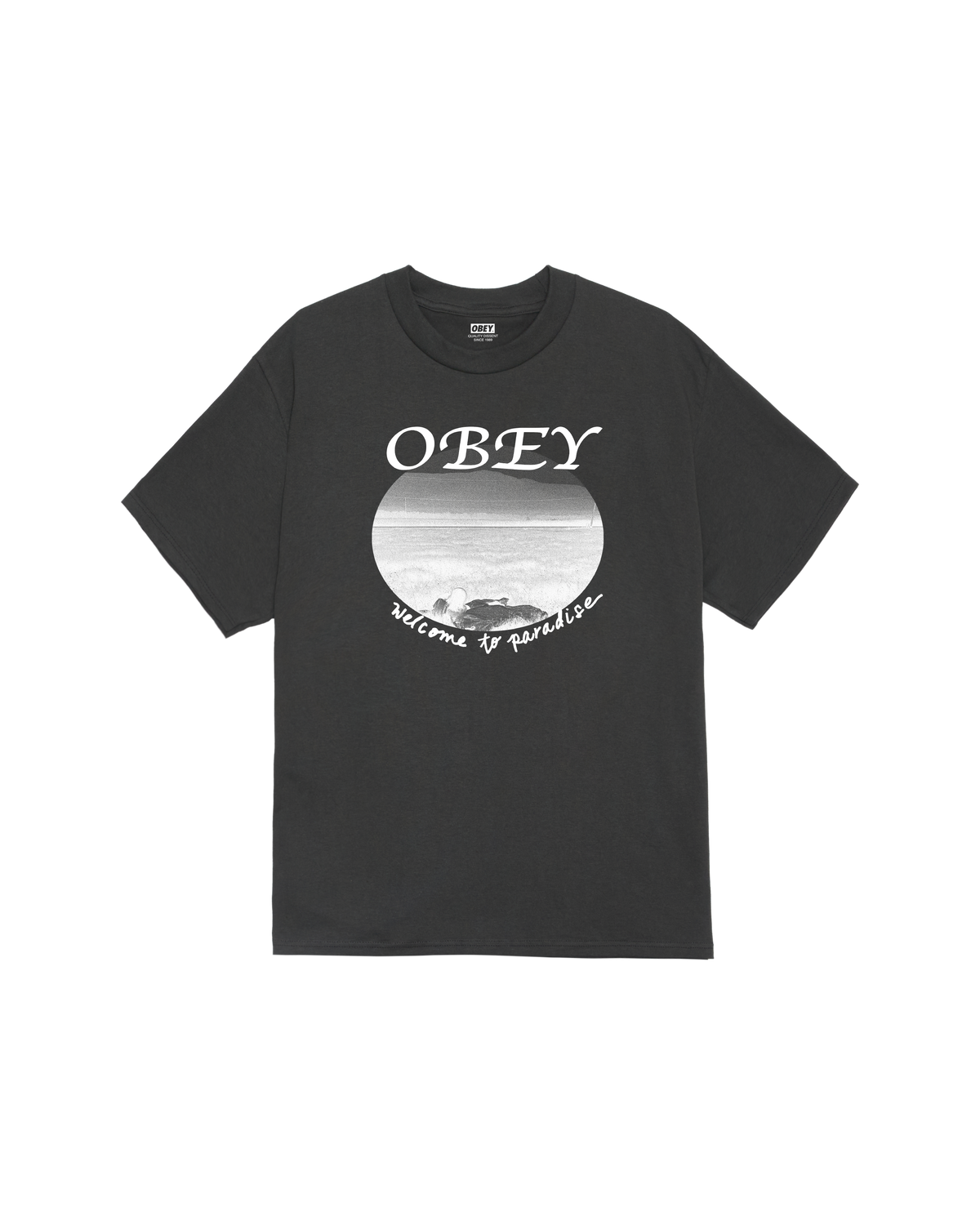 obey welcome to paradise classic t shirt vintage black