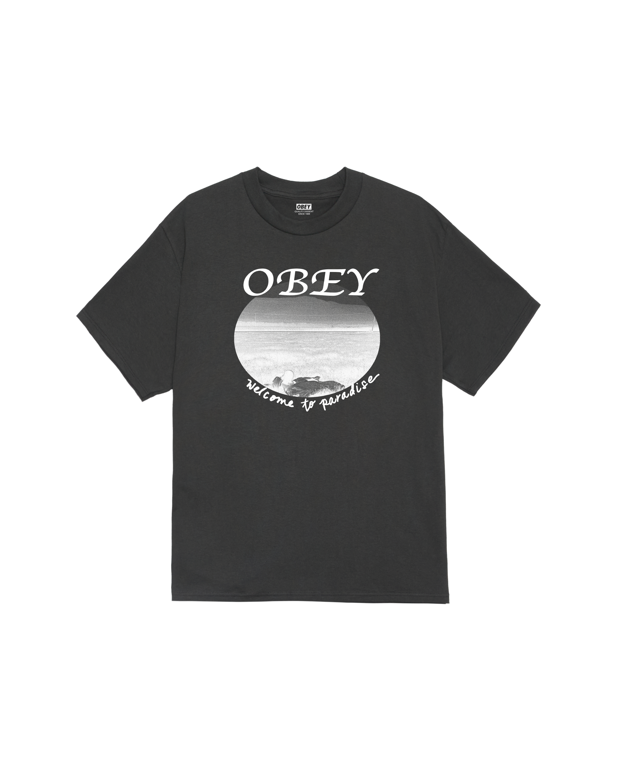 obey welcome to paradise classic t shirt vintage black