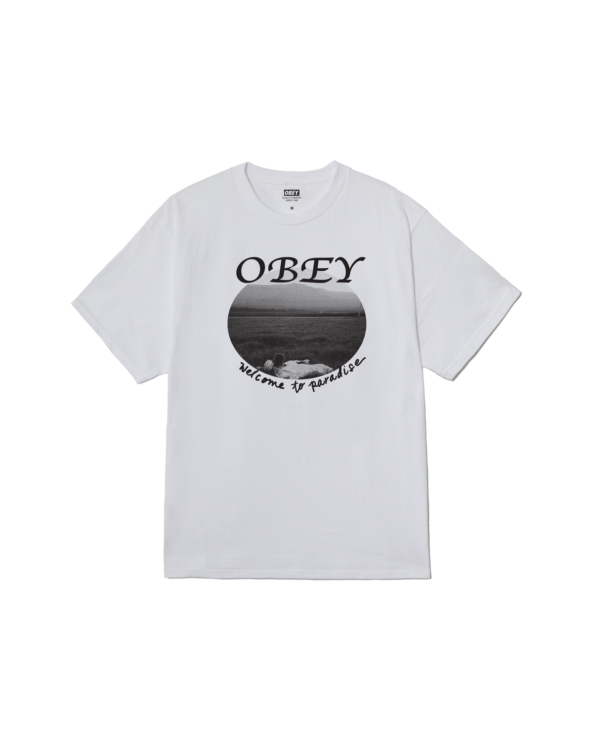 obey welcome to paradise classic t shirt white