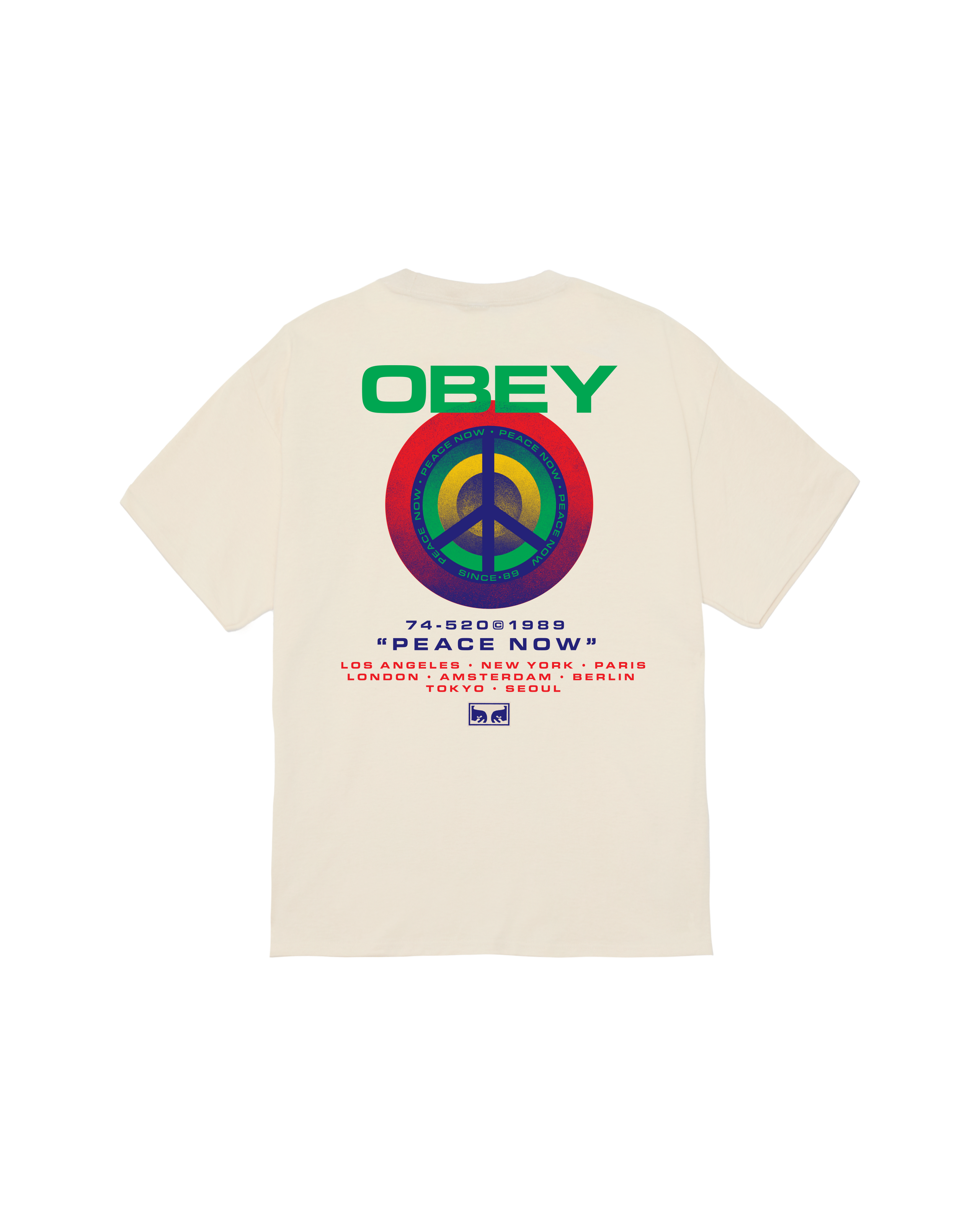 obey peace target classic t shirt cream