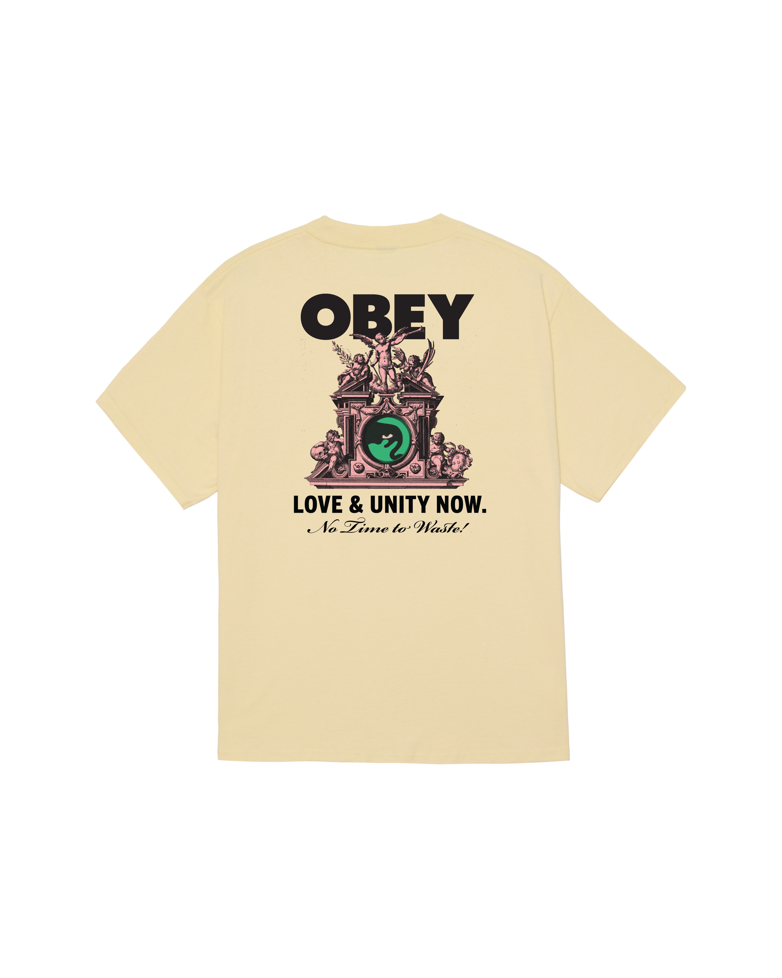 obey love unity now classic t shirt pale yellow