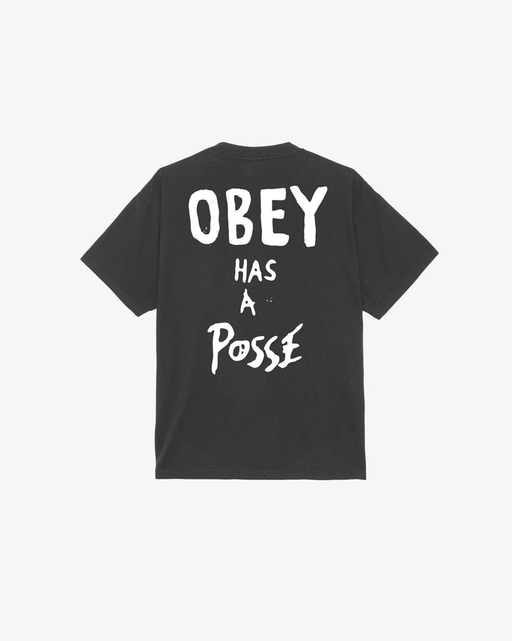 OBEY HAS A POSSE HEAVYWEIGHT T-SHIRT VINTAGE BLACK