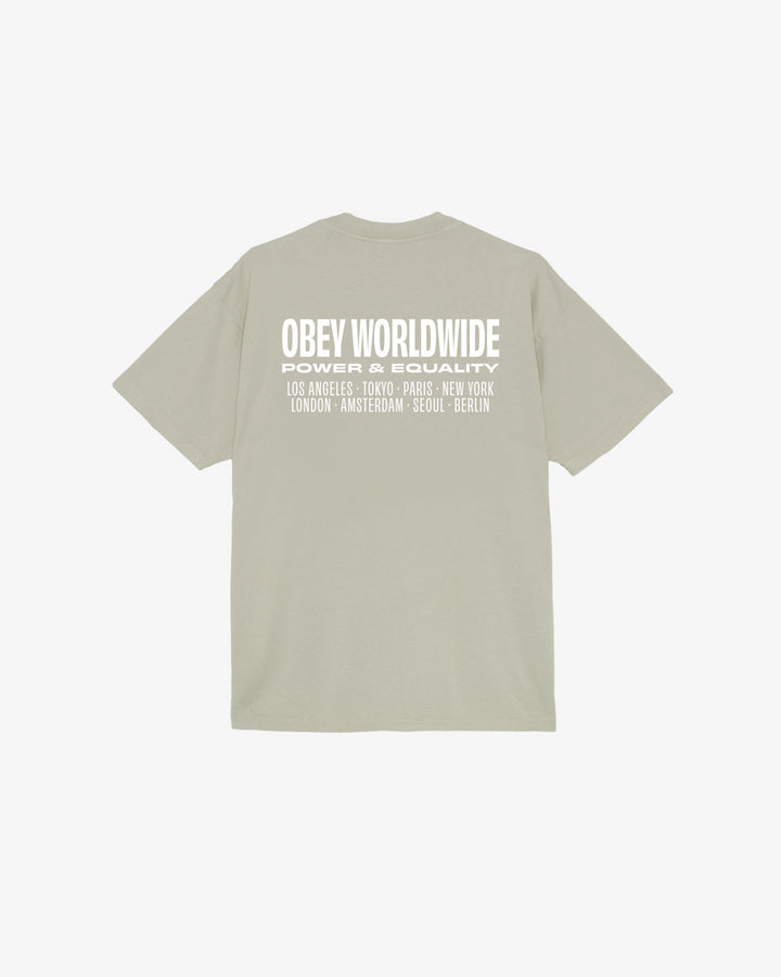 WORLDWIDE POWER & EQUALITY HEAVYWEIGHT T-SHIRT SILVER GREY