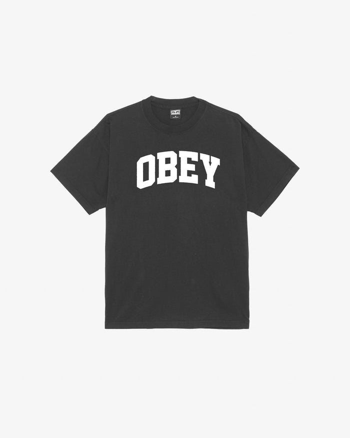 obey collegiate heavyweight t shirt vintage black