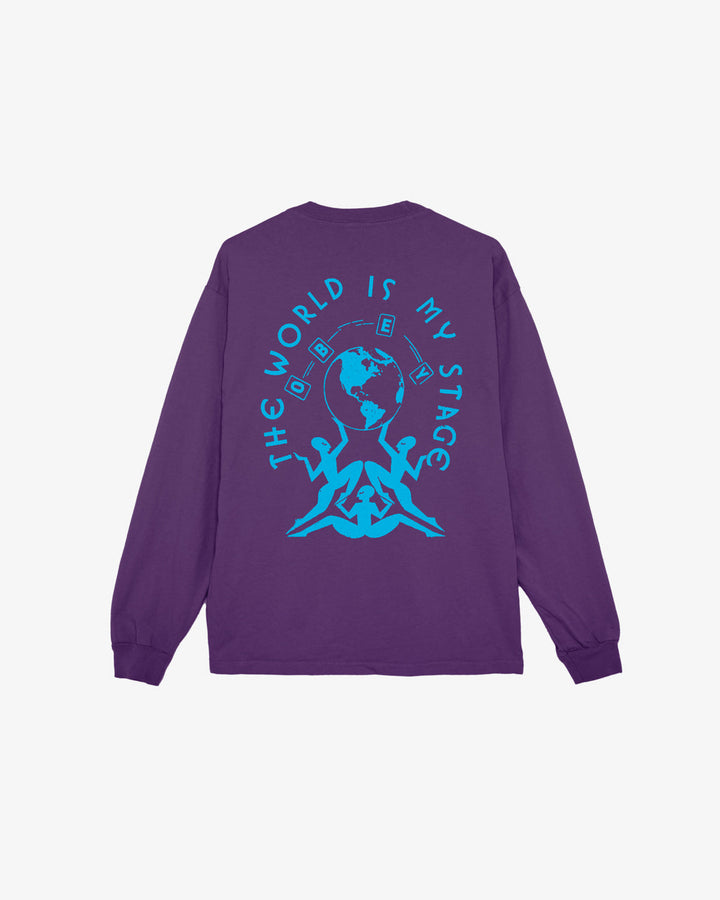 THE WORLD IS MY STAGE LS HEAVYWEIGHT T-SHIRT PLUM PERFECT