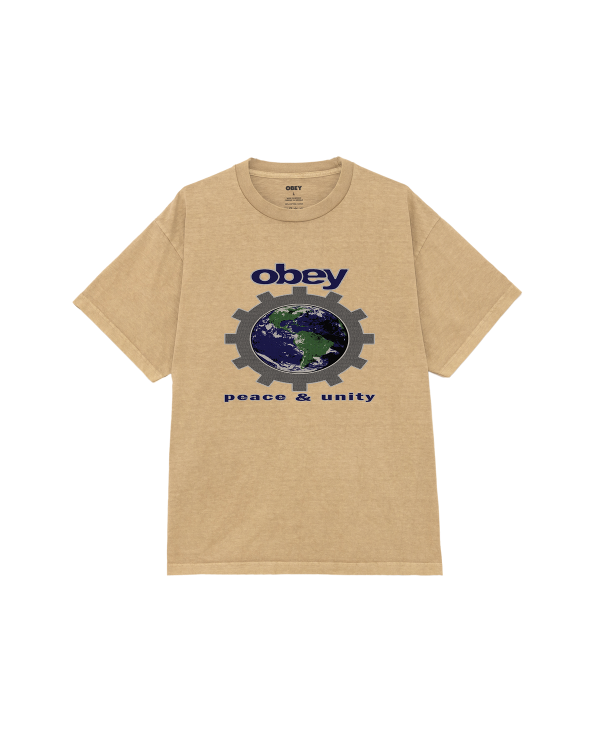 obey peace unity pigment t shirt pigment light khaki