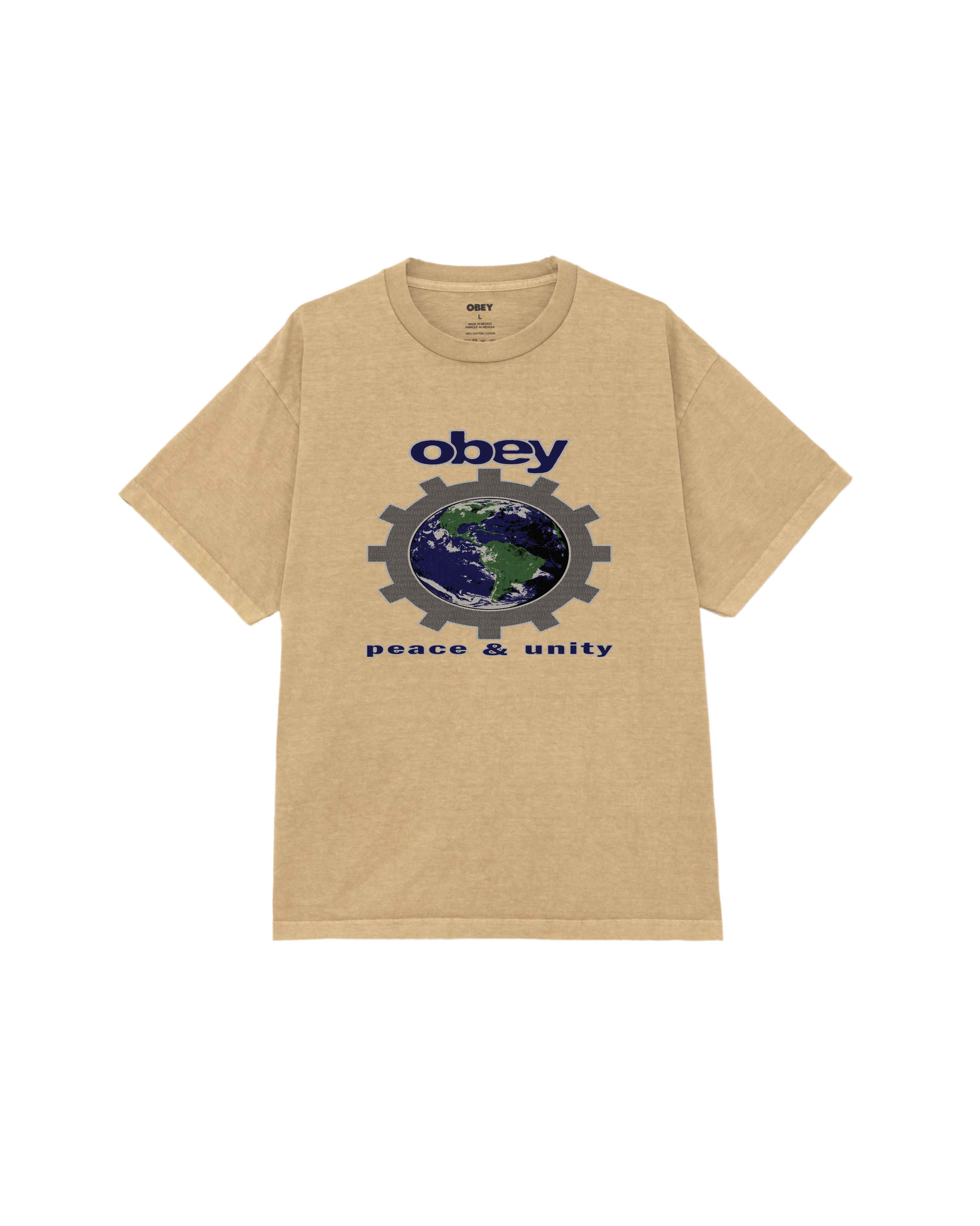 obey peace unity pigment t shirt pigment light khaki