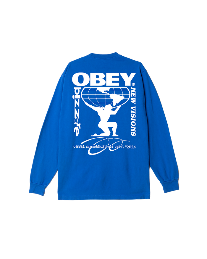 obey bizzare new visions pigment ls t shirt pigment electric indigo