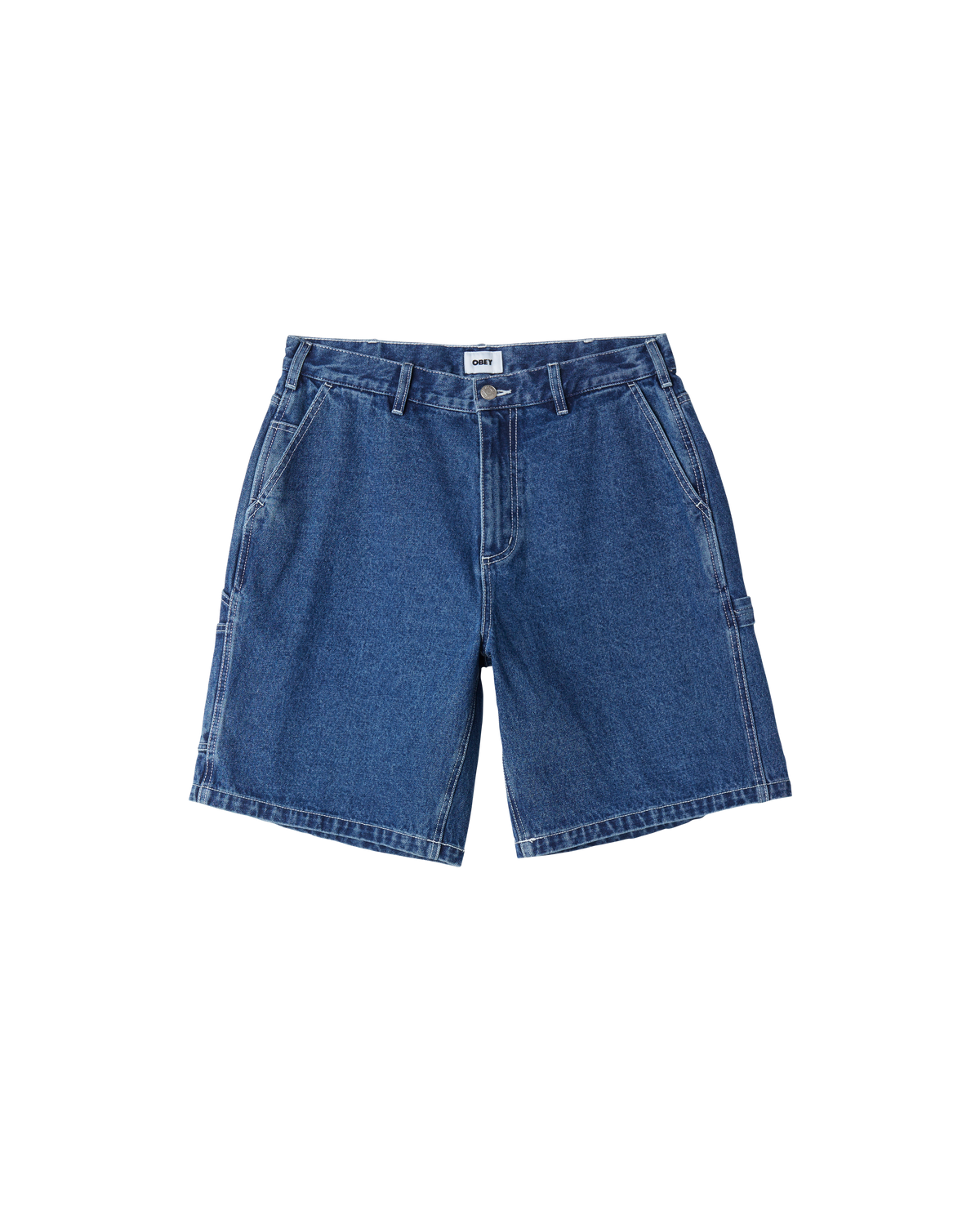 obey bigwig denim carpenter short stonewash indigo