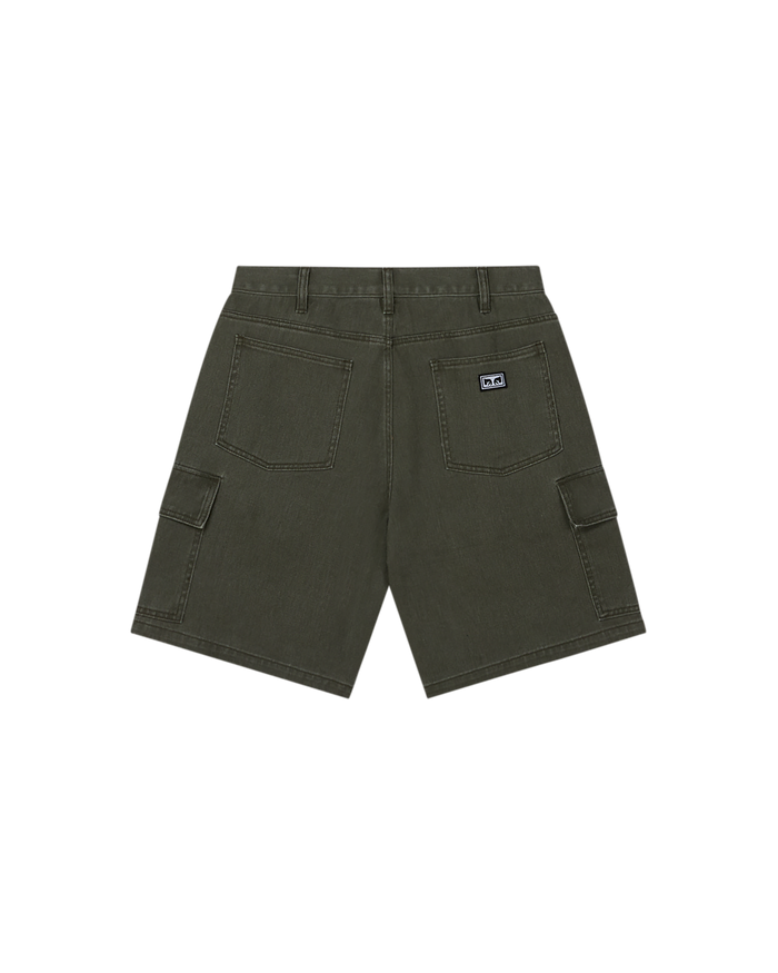 obey bigwig baggy denim cargo short grape leaf faded wash