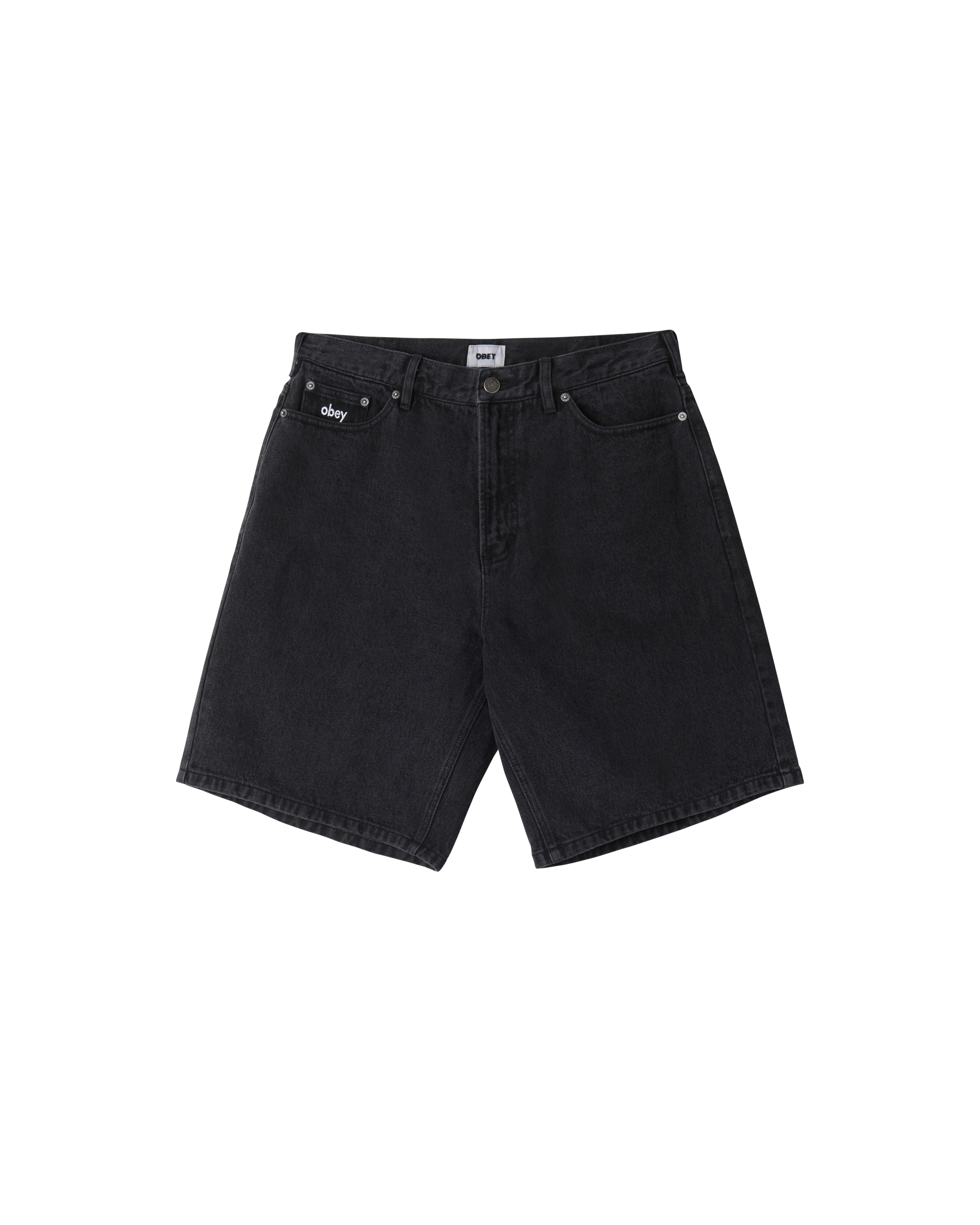 obey bigwig baggy denim short faded black