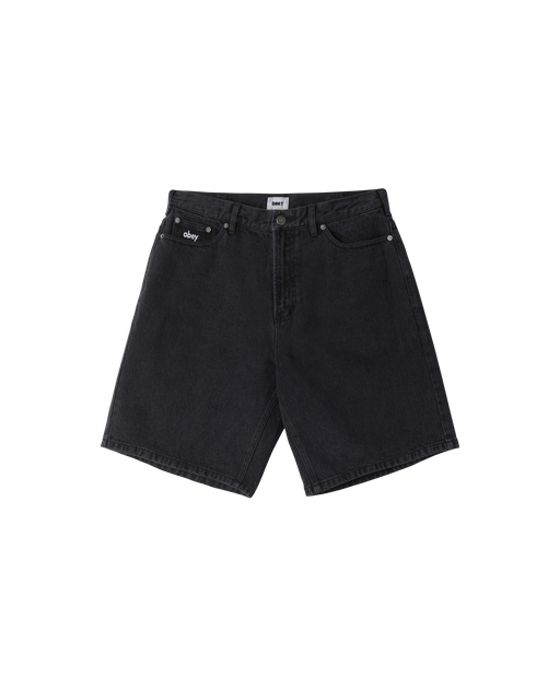 obey bigwig baggy denim short faded black