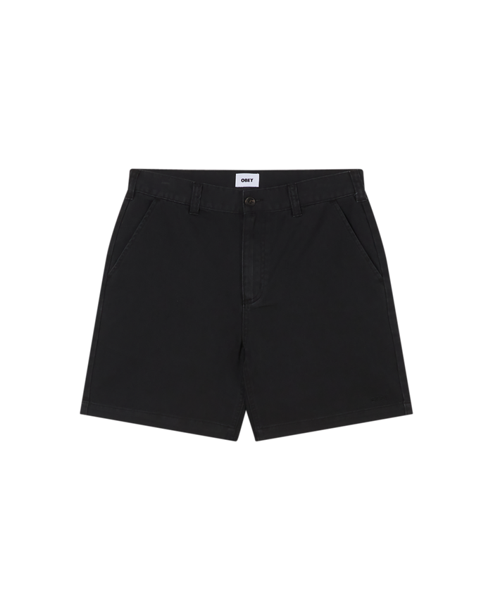 obey daily short black faded wash