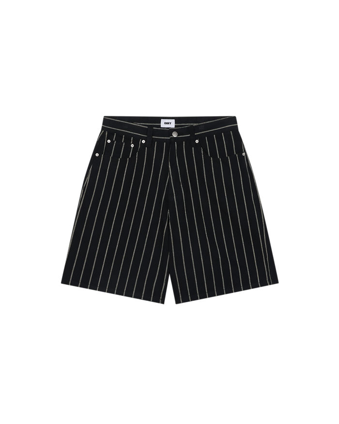 obey stripe baggy denim short black multi