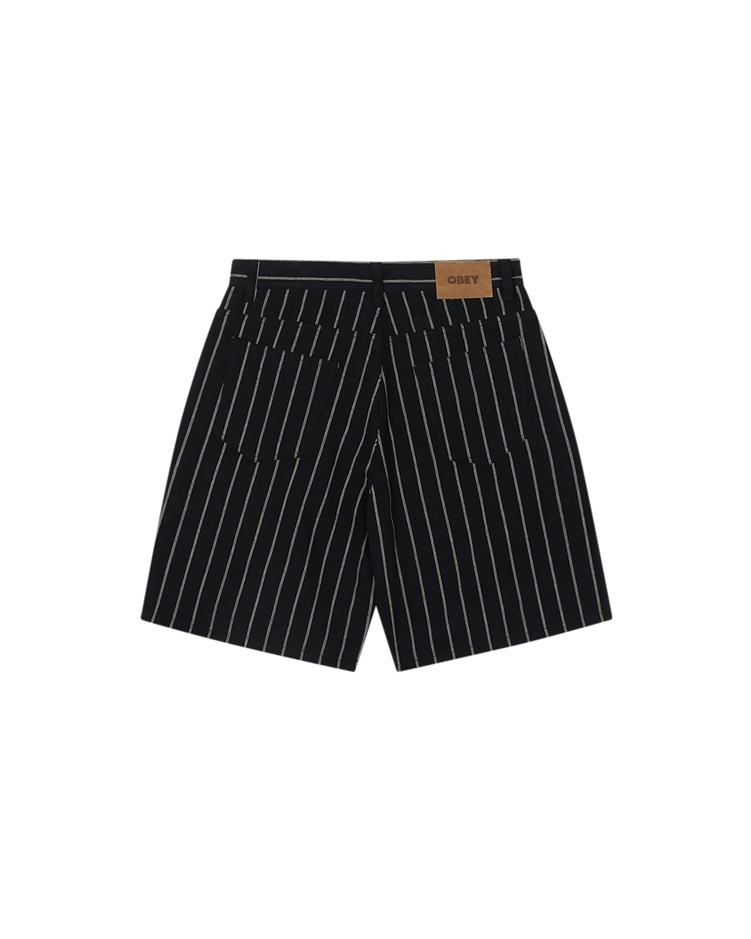 obey stripe baggy denim short black multi