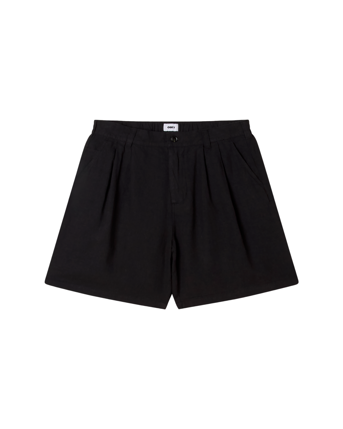 obey-foster-pleated-linen-short-black