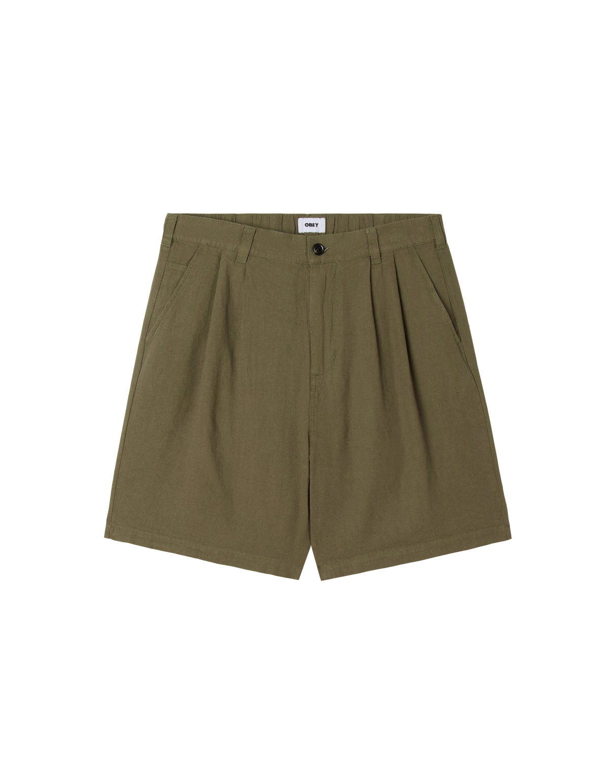 obey-foster-pleated-linen-short-smokey-olive