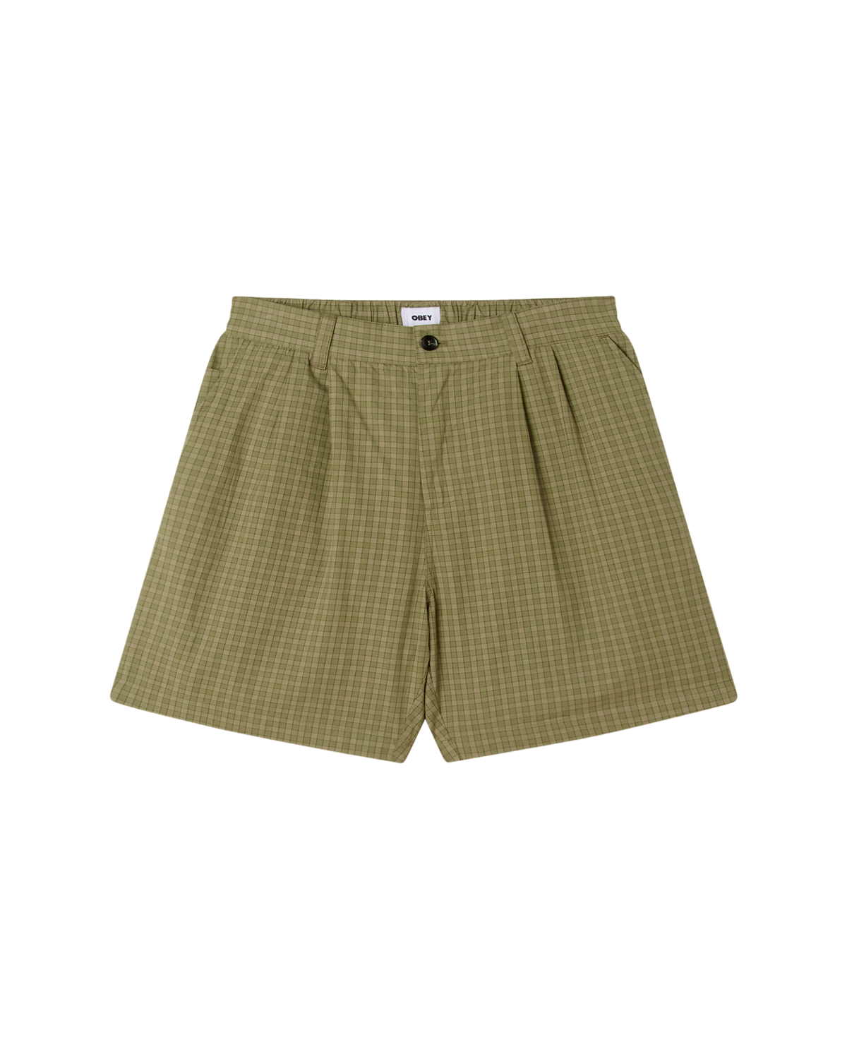 obey-coen-pleated-plaid-short-vetiver-multi