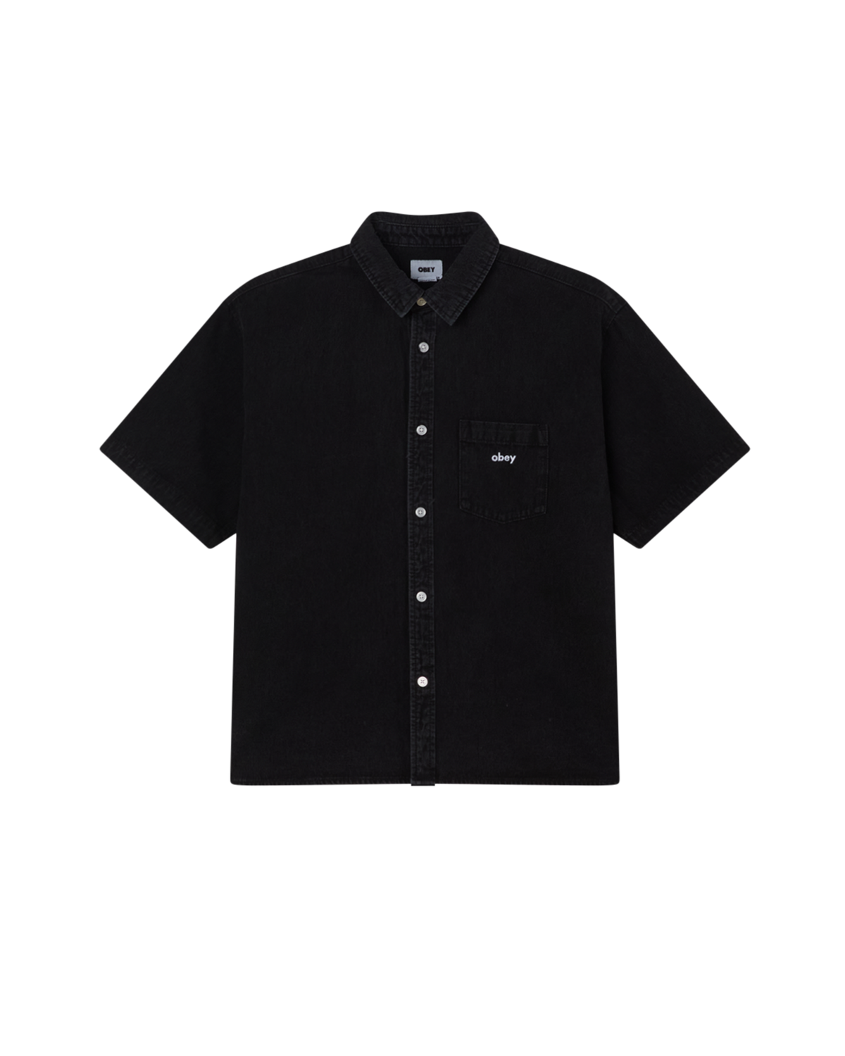 obey bigwig denim ss shirt faded black