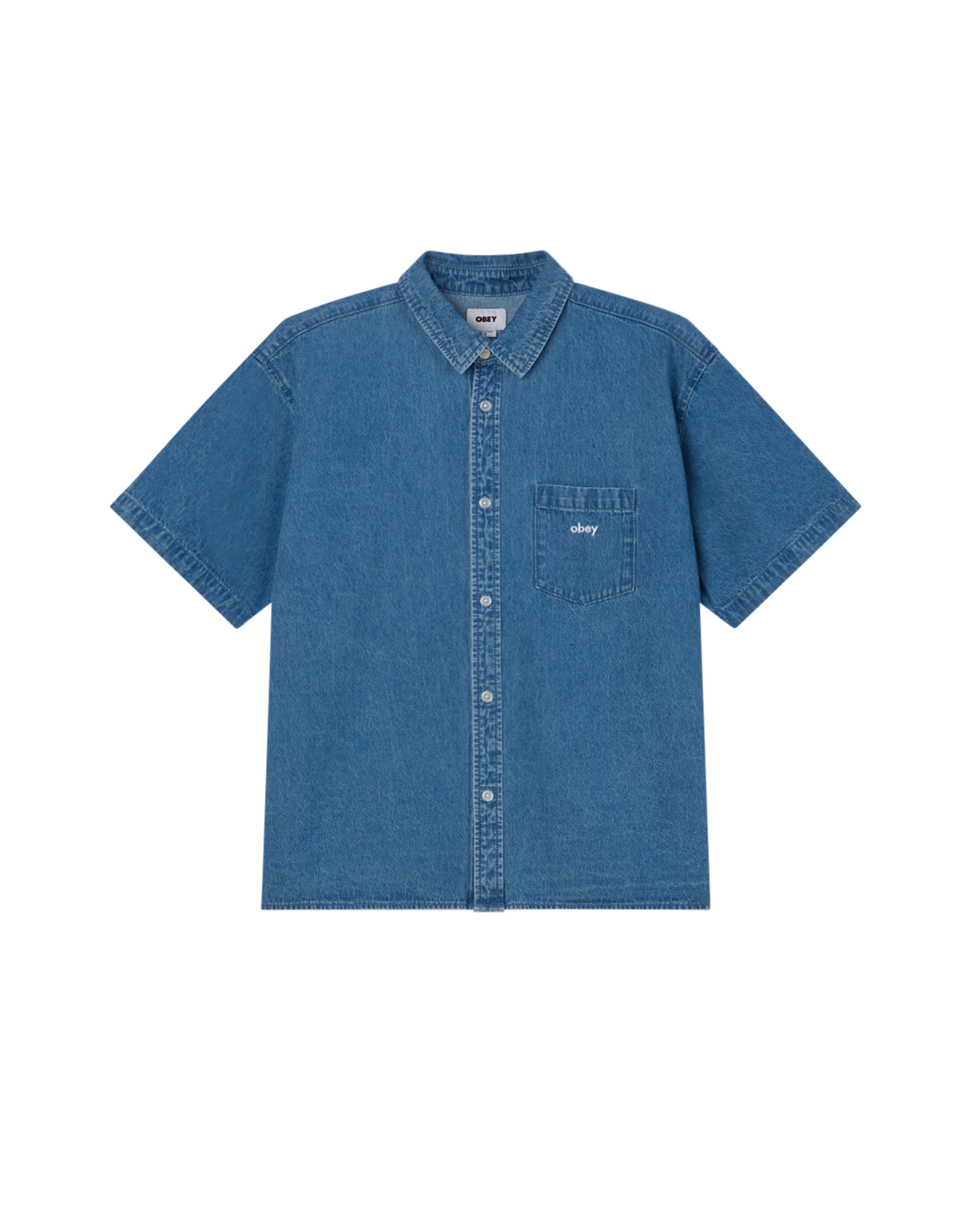 obey bigwig denim ss shirt light indigo