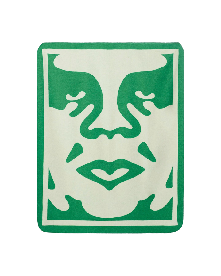 AaBe X OBEY ICON FACE BLANKET GREEN MULTI