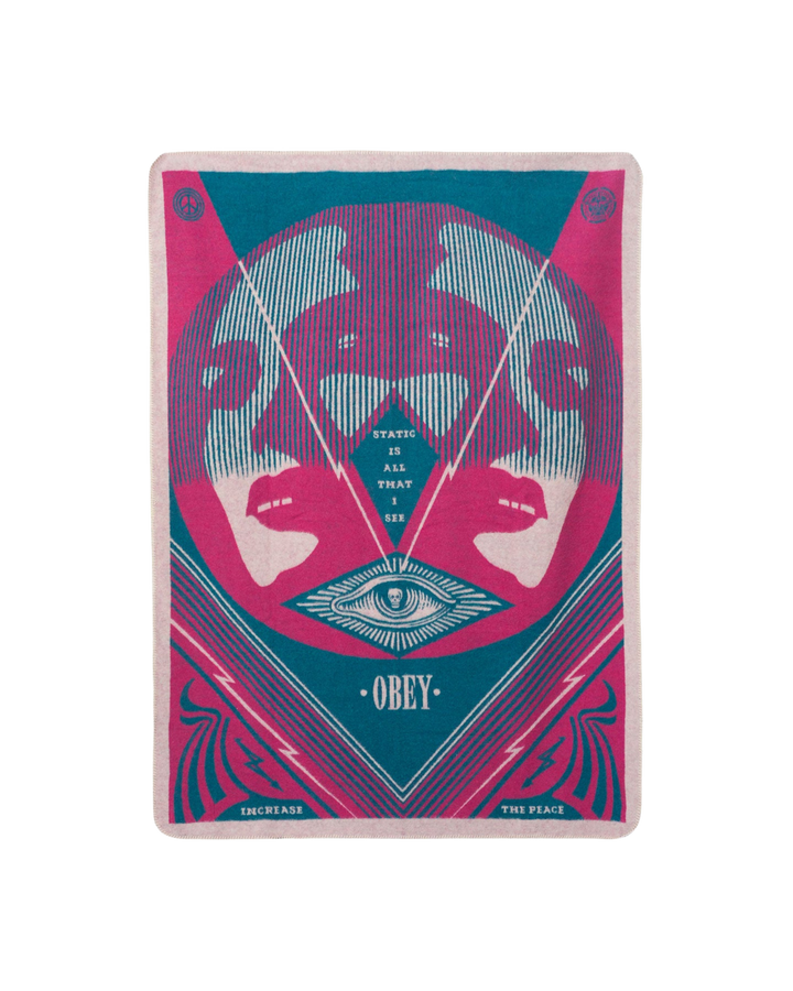 AaBe X OBEY I SEE STATIC BLANKET PINK MULTI