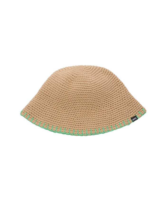 obey julien crochet bucket hat tan