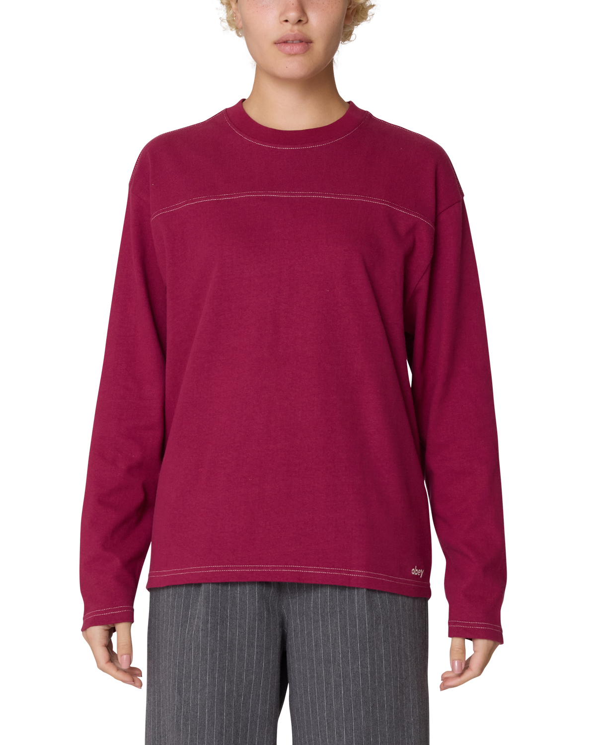 KEEPER CONTRAST STITCH LS TOP