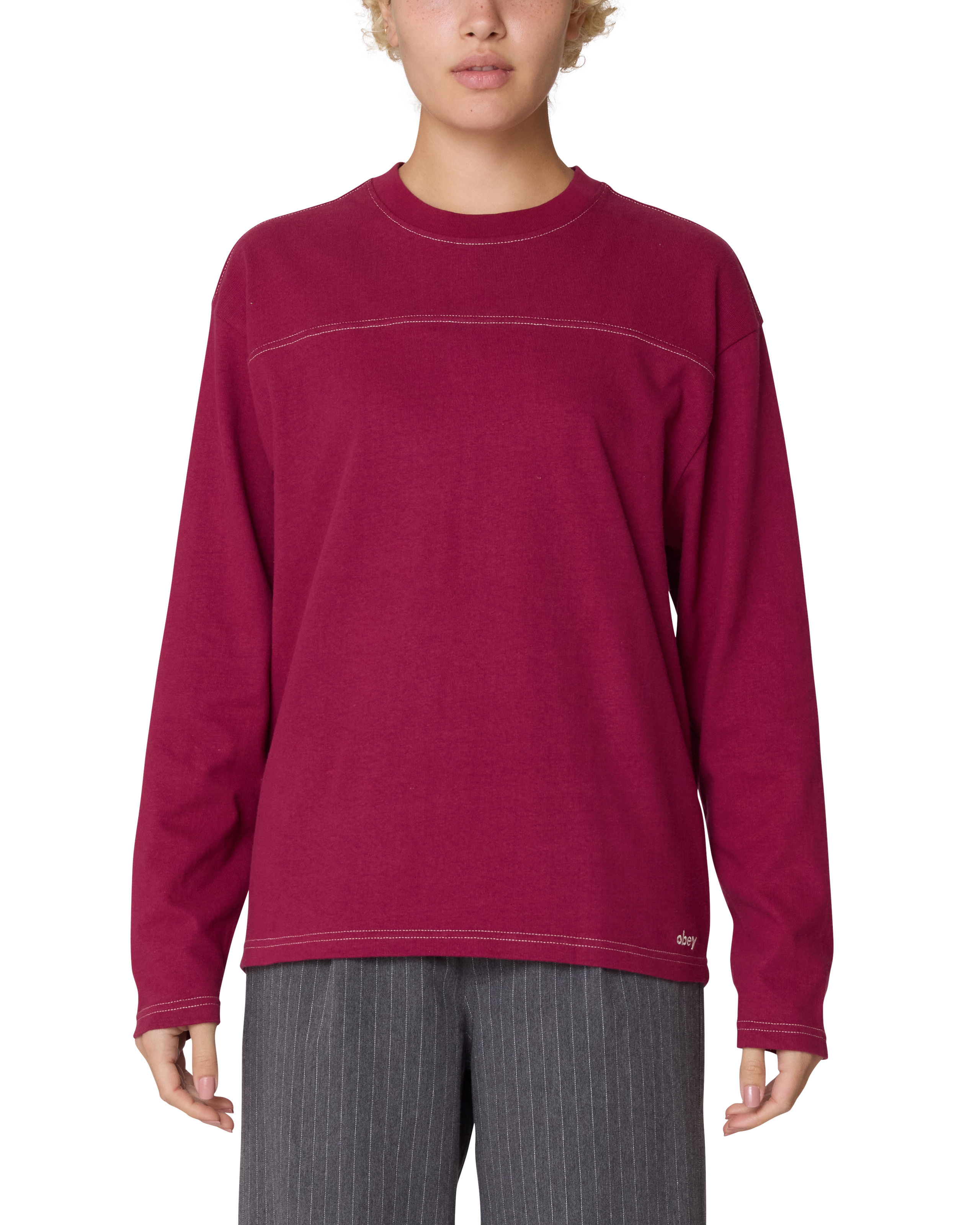 KEEPER CONTRAST STITCH LS TOP
